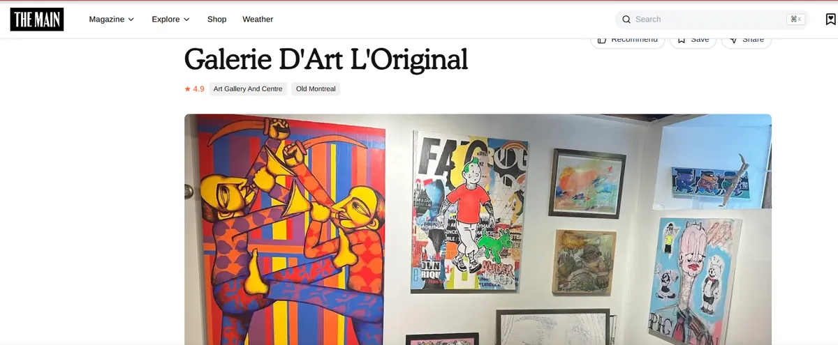 The Main listing for Galerie d'Art L'Original