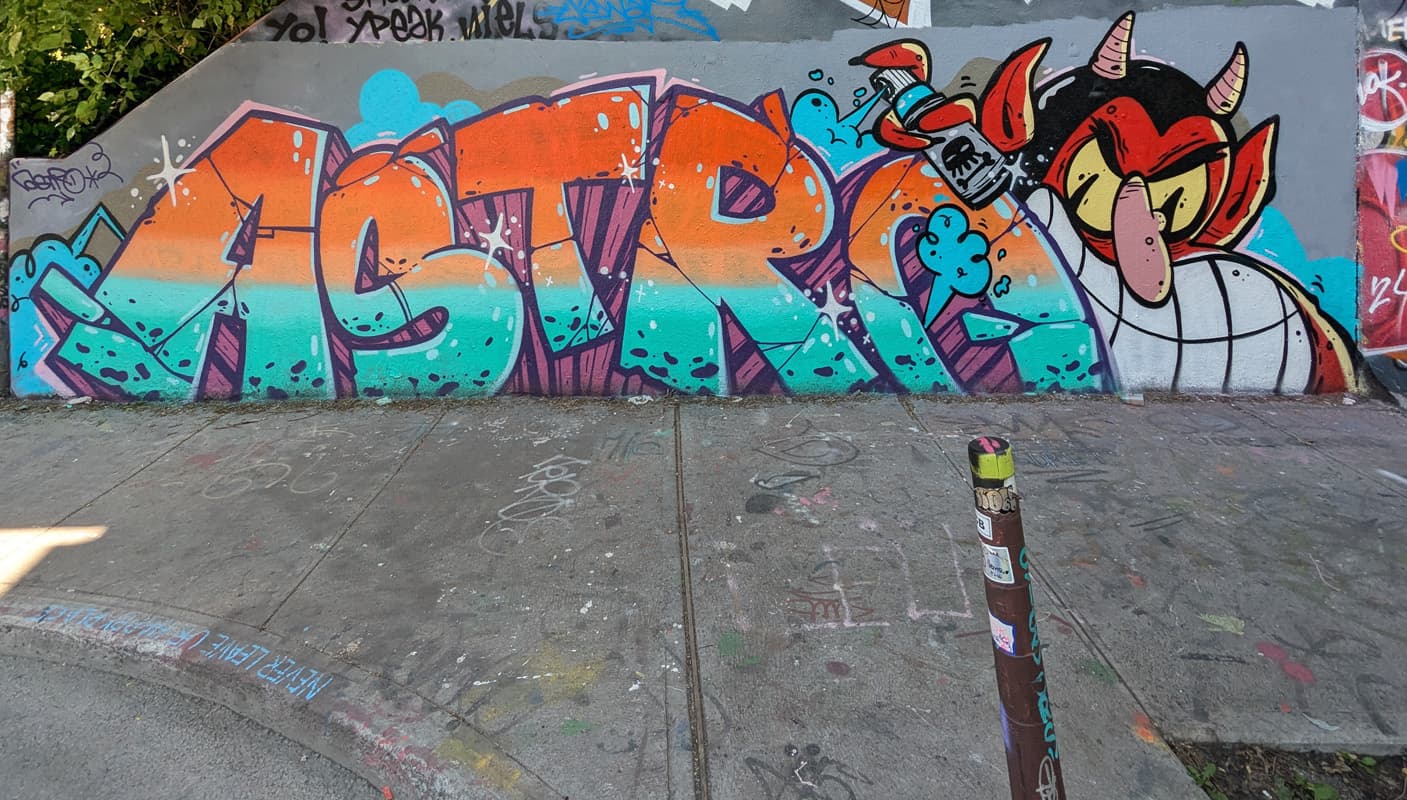 Astro at the Rouen legal graffiti tunnel