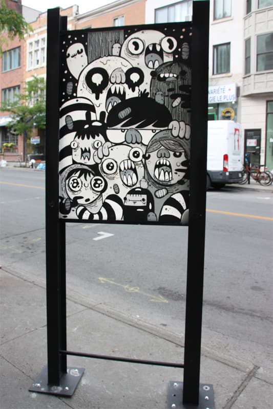 Astro on sidewalk panel on Amherst for the 2016 edition of the MTL En Arts festival