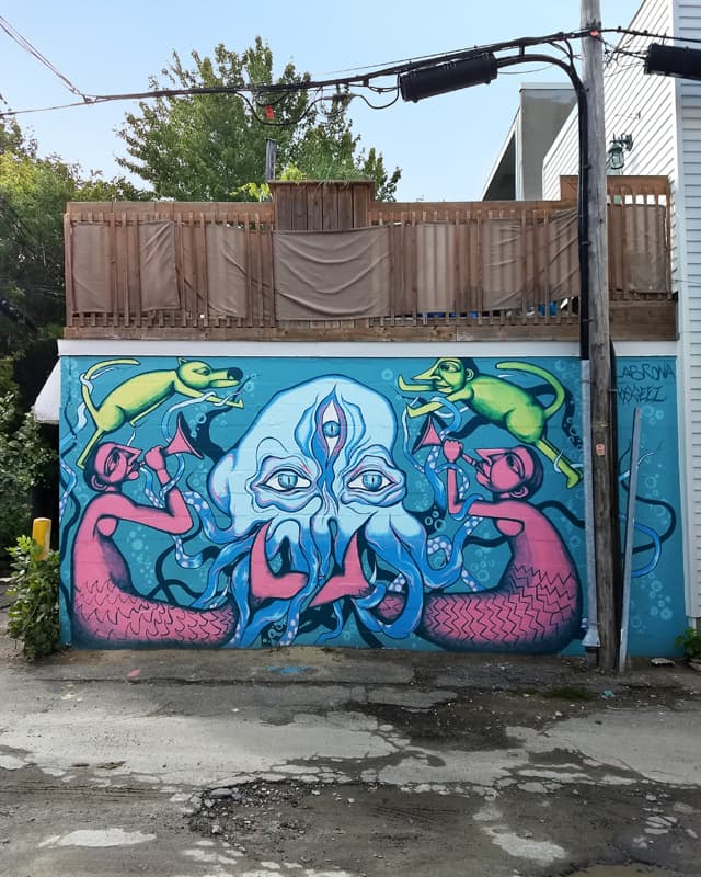 Labrona and M'Os Geez collaboration in a Hochelaga alley